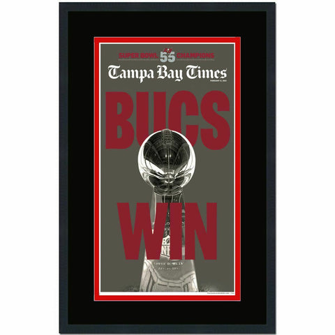 Framed Tampa Bay Times Buccaneers Super Bowl LV 55 Newspaper Cover 17x27 Photo 1