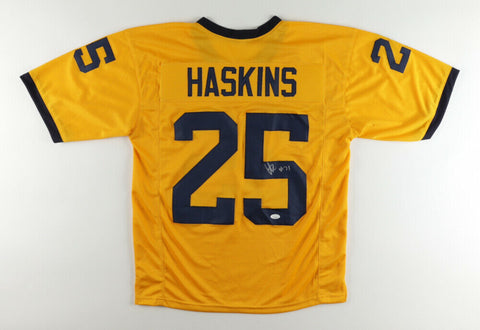 Hassan Haskins Signed Michigan Wolverines Throwback Jersey (JSA Holo) Senior. RB