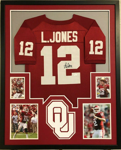 FRAMED OKLAHOMA SOONERS LANDRY JONES AUTOGRAPHED SIGNED JERSEY JSA COA