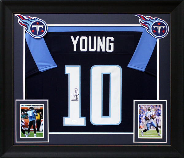 Vince Young Authentic Signed Blue Pro Style Framed Jersey JSA Witness