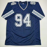 Autographed/Signed Demarcus Ware Dallas Blue Football Jersey Beckett BAS COA