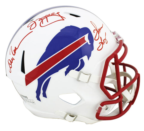 Bills (3) Kelly, Thomas & Reed Signed Flat White Full Size Speed Rep Helmet JSA