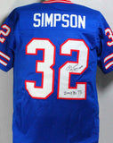 O. J. Simpson Autographed Blue Pro Style Jersey W/ Insc- JSA W *MB2