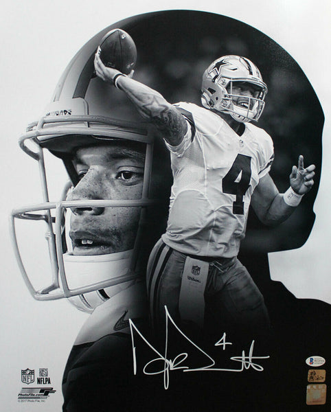 Dak Prescott Autographed/Signed Dallas Cowboys 16x20 Photo BAS 28670 PF