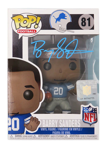 Barry Sanders Signed Detroit Lions NFL Legends Funko Pop Doll #81 - SCHWARTZ COA