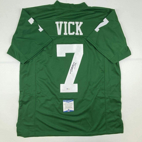 Autographed/Signed MICHAEL MIKE VICK Philadelphia Kelly Green Jersey Beckett COA