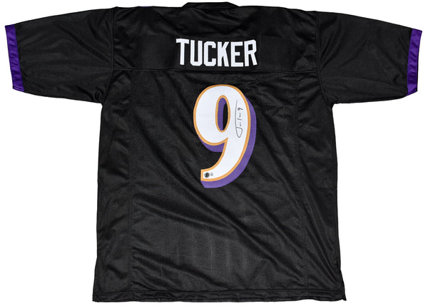 JUSTIN TUCKER SIGNED AUTOGRAPHED BALTIMORE RAVENS #9 BLACK JERSEY BECKETT