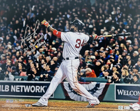 DAVID ORTIZ Autographed "3x WS Champs, HOF 22" 16" x 20" Photo FANATICS LE 34