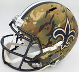 DREW BREES AUTOGRAPHED SAINTS CAMO FULL SIZE HELMET SB XLIV MVP BECKETT 191124