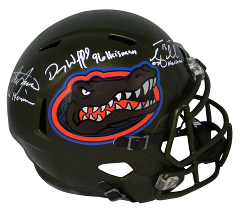 TIM TEBOW STEVE SPURRIER DANNY WUERFFEL SIGNED FLORIDA GATORS SWAMP HELMET