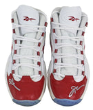 76ers Allen Iverson Signed White & Red Reebok Question Mid Shoes JSA Witness