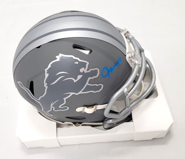 Jameson Williams Autographed Detroit Lions Slate Mini Helmet Beckett Witnessed