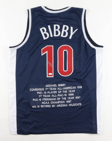 Mike Bibby Signed Arizona Wildcats Career Highlight Stat Jersey (JSA COA)