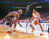 Allen Iverson Signed 16x20 Philadelphia 76ers Photo vs Michael Jordan BAS ITP