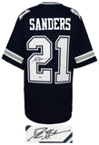 Deion Sanders (COWBOYS) Signed Navy T/B Custom Football Jersey - (BECKETT COA)