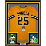 Framed Autographed/Signed Bobby Bonilla 35x39 Pittsburgh Yellow Jersey JSA COA