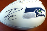 RUSSELL WILSON AUTOGRAPHED WHITE LOGO FOOTBALL SEATTLE SEAHAWKS RW HOLO 105663