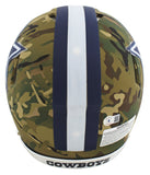 Cowboys Roger Staubach Captain America Signed Camo F/S Speed Proline Helmet BAS