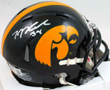 TJ Hockenson Autographed Iowa Hawkeyes Speed Mini Helmet- Beckett W Holo *Silver