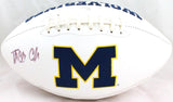 Taco Charlton Autographed Michigan Logo Football - JSA W Auth