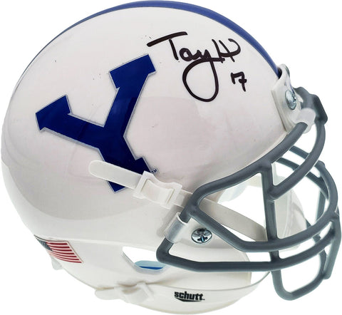 TAYSOM HILL AUTOGRAPHED BYU COUGARS WHITE SCHUTT MINI HELMET BECKETT BAS 177442