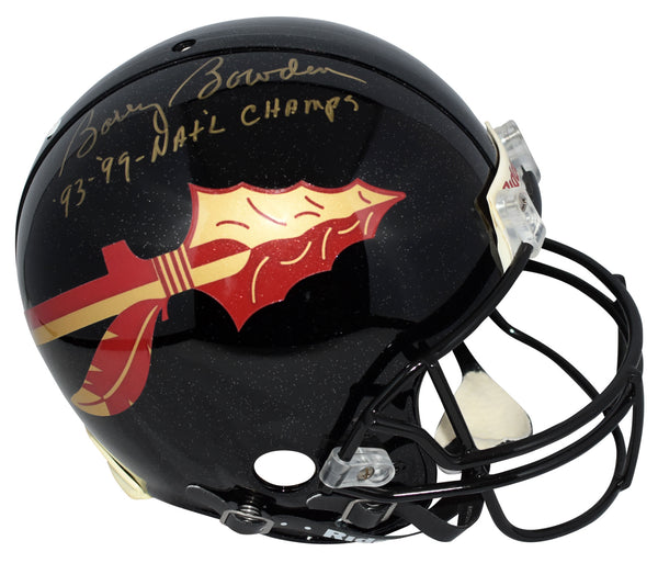 BOBBY BOWDEN SIGNED FLORIDA STATE SEMINOLES BLACK PROLINE HELMET W/ 93 99 CHAMPS