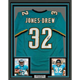 Framed Autographed/Signed Maurice Jones-Drew 35x39 Teal Jersey Beckett BAS COA