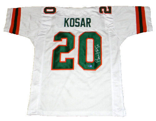 BERNIE KOSAR AUTOGRAPHED SIGNED MIAMI HURRICANES #20 WHITE THROWBACK JERSEY COA