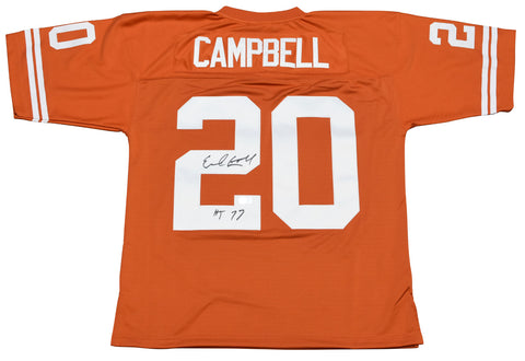 EARL CAMPBELL AUTOGRAPHED TEXAS LONGHORNS #20 MITCHELL & NESS JERSEY BECKETT