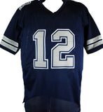 Roger Staubach Autographed Blue/Grey Pro Style Jersey w/HOF- Beckett W Hologram