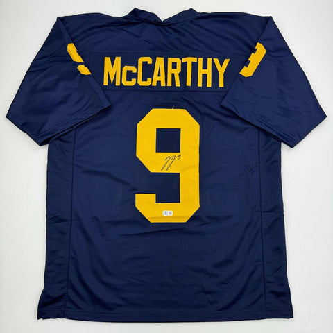 Autographed/Signed J.J. JJ McCarthy Michigan Blue College Jersey Beckett BAS COA