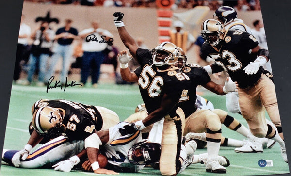 PAT SWILLING & RICKEY JACKSON SIGNED NEW ORLEANS SAINTS DOME PATROL 16x20 PHOTO