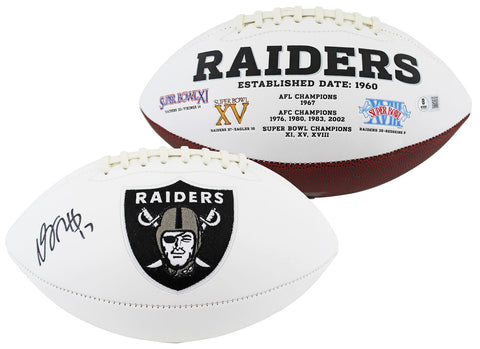 Raiders Davante Adams Authentic Signed White Panel Logo Football BAS Witnessed