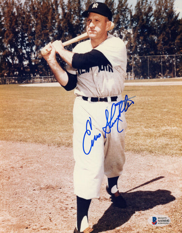 Enos Slaughter Autographed New York Yankees 8x10 Photo Beckett 48184