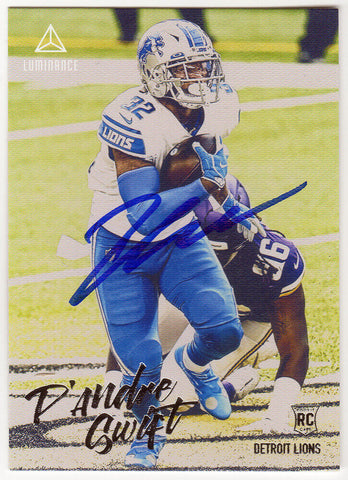 D'Andre Swift Signed Lions 2020 Panini Luminance Rookie Card #211 (SCHWARTZ COA)