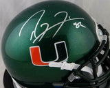 Ray Lewis Autographed Miami Hurricanes Green Schutt Mini Helmet-JSA Auth *Silver