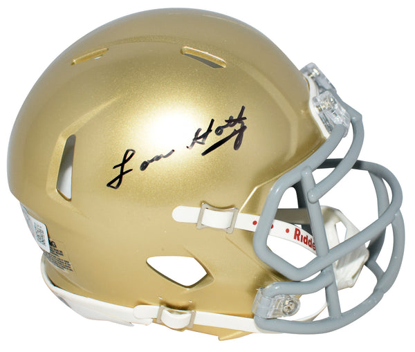 LOU HOLTZ AUTOGRAPHED SIGNED NOTRE DAME IRISH SPEED MINI HELMET BECKETT