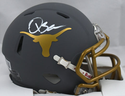 Quinn Ewers Autographed Texas Longhorns Slate Speed Mini Helmet - Beckett W Holo