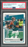 2020 Donruss Rated Rookie Jalen Hurts On Card Green Ink PSA 10/10 Auto GEM MINT