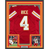 Framed Autographed/Signed Rashee Rice 35x39 Kansas City Red Jersey Beckett COA