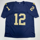 Autographed/Signed Roger Staubach Navy Midshipmen Blue College Jersey JSA COA