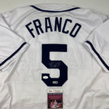 Autographed/Signed Wander Franco Tampa Bay White Baseball Jersey JSA COA Auto