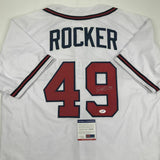 Autographed/Signed JOHN ROCKER Atlanta White Baseball Jersey PSA/DNA COA Auto