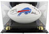 Bills (3) Reed, Kelly & Thomas Signed White Panel Logo Football W/ Case BAS Wit