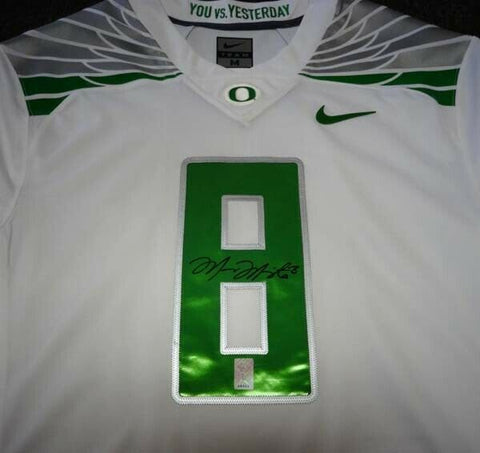 OREGON DUCKS MARCUS MARIOTA AUTOGRAPHED WHITE NIKE JERSEY SIZE M MM HOLO 89853