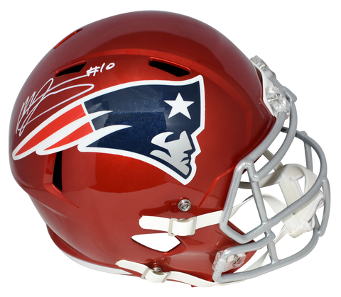 MAC JONES AUTOGRAPHED NEW ENGLAND PATRIOTS FLASH FULL SIZE SPEED HELMET BECKETT