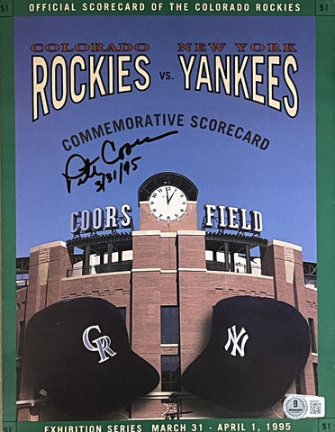 Pete Coors Signed 1995 Scorecard Rockies vs Yankees Beckett 45025