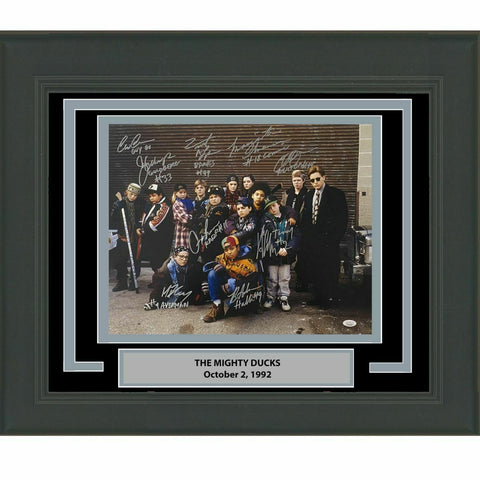 FRAMED Autographed THE MIGHTY DUCKS 10x CAST SIGNED 16x20 Movie Photo JSA COA