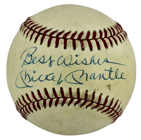 Yankees Mickey Mantle "Best Wishes" Authentic Signed Oal Baseball JSA #X40056