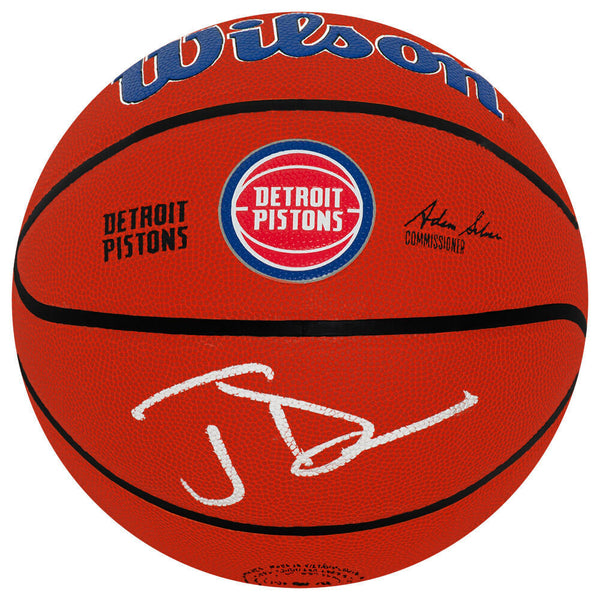 Joe Dumars Signed Detroit Pistons Logo Wilson NBA Basketball - (SCHWARTZ COA)